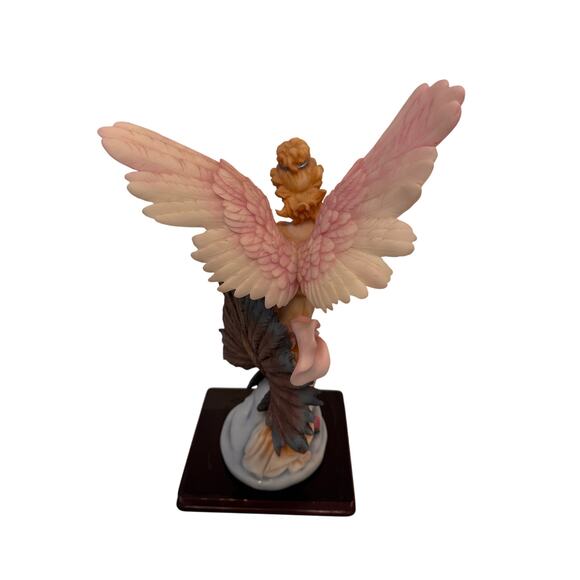 Vintage De Capoli Collection 16" Angel Nymph Peacock Statue Figurine Resin Wood - Picture 9 of 10